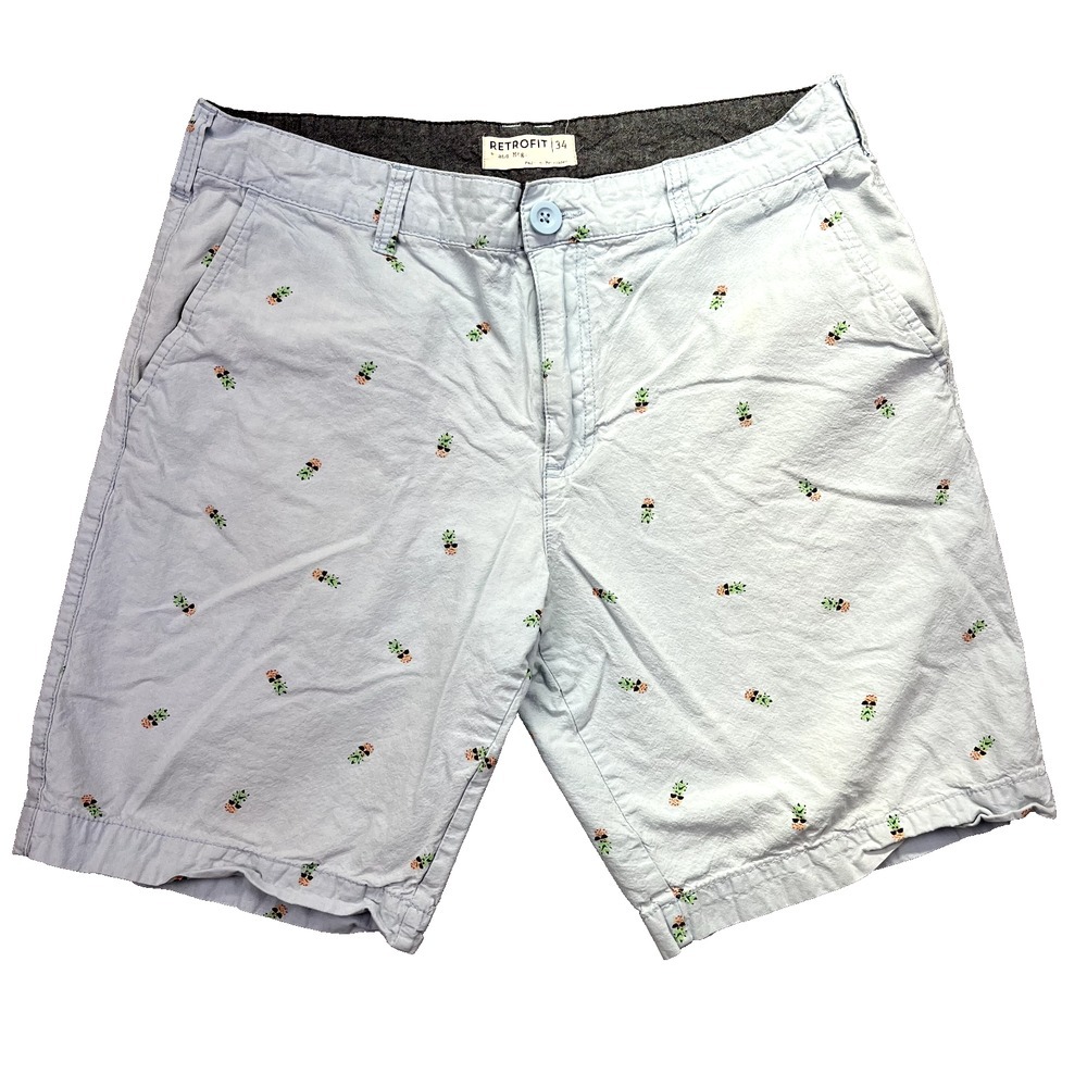 RETROFIT Light Blue Pineapple Print Bermuda Shorts Novelty Print MENS Sz‎ 34